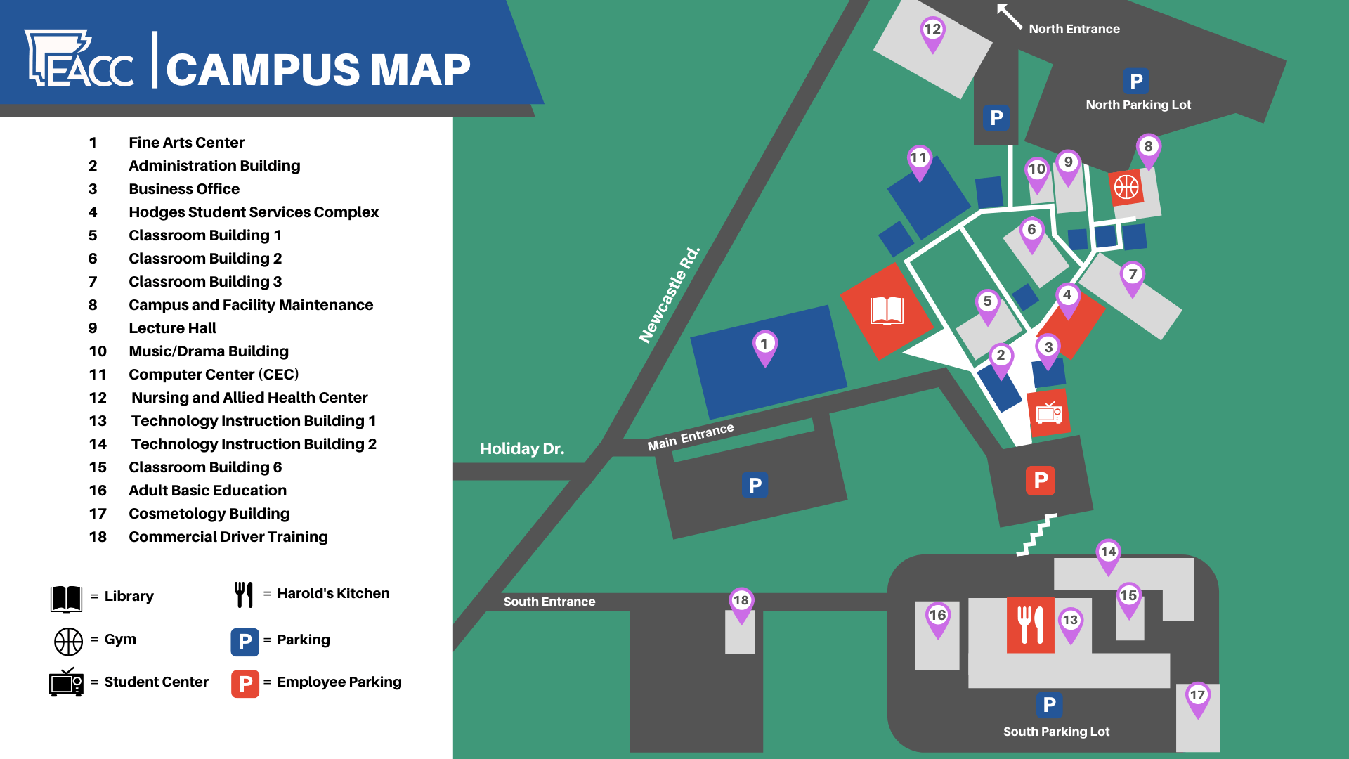 Map of the East Arkansas Community College Campus